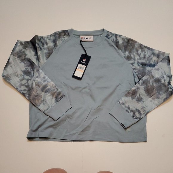 NWT Fila Agalia Mesh Long Sleeve Top Shirt Blue Women's Small New With Tags - Picture 1 of 7